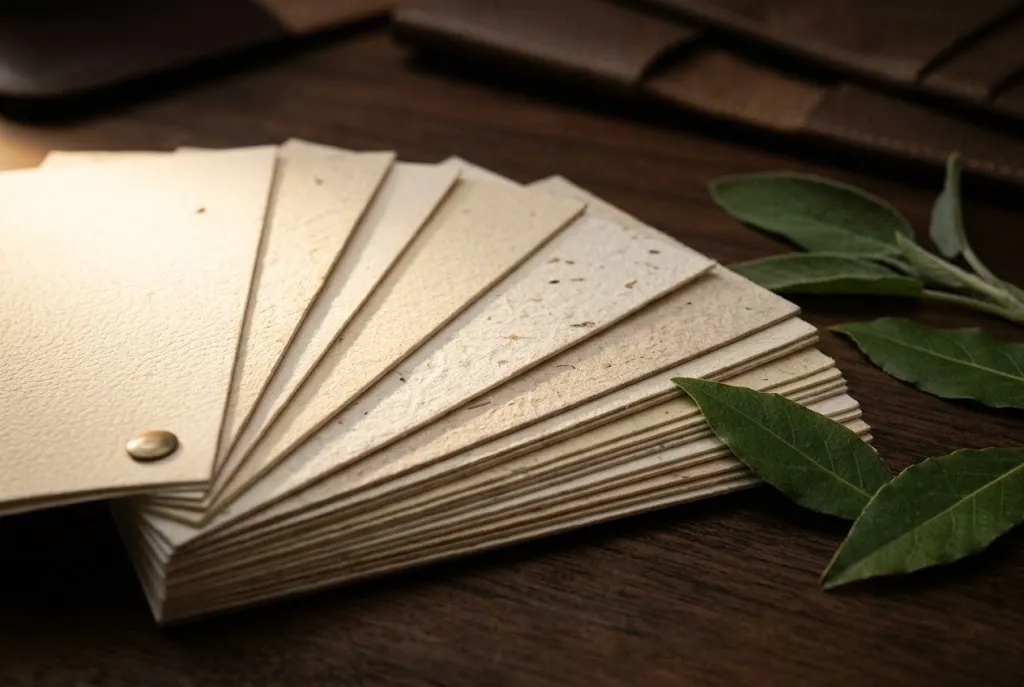 Feuilles de papier recyclé aux fibres visibles